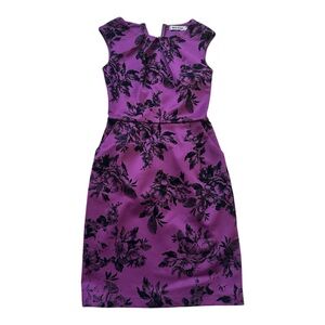 Mystic Purple and Black Floral Midi Dress
